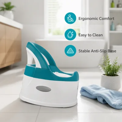 Portable Eco-Friendly Kids Potty Training Seat Comfortable Folding PP Splash Guard Featuring Cute Cartoon Pattern