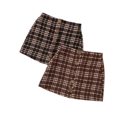 Girls Cotton Plaid New Half Skirt Children's Baby Plush Thickened Princess Skirt Kids Children Checked Clothes