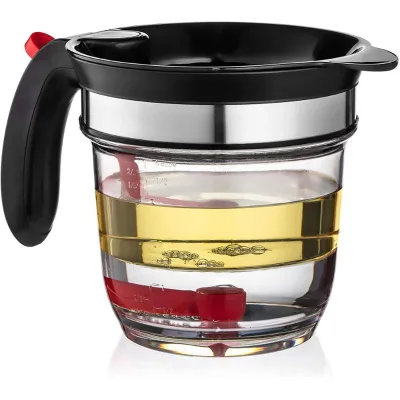 2025 Fat Separator With Bottom Release Fat Separator With Strainer Soup Residue Oil Filter Separate Kitchen Cooking Tools