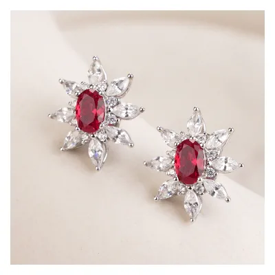 Vintage Women's Sterling Silver Stud Earring with Zircon for Wedding or Other Special Occasions Diamond Inspired
