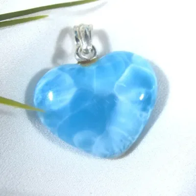 Wholesale Natural Larimar Stone Pendant 925 Sterling Silver Silver Larimar Heart Pendant