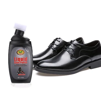 75 Ml Eco-friendly Liquid Foaming Leather Cleaner  Custom Shoe Shine Polishing Bottle Black Liquid Shoe Polish