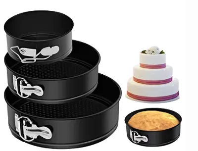 Non-stick Springform Pan Buckle Lockable Cake Mold Mousse Honeycomb Baking Tray Carbon Steel 3-Piece Disposable Baking Tool