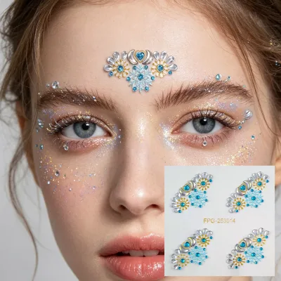 Flower Face Rhinestone Stickers Self Adhesive Forehead Rhinestones American-style Light Luxury Festival