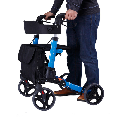 Adjustable Heavy Duty Multifunctional Four-Wheel Folding Rollator Walker Universal Parts for Handicapped Use