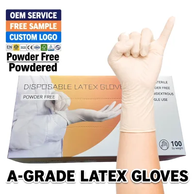 Oem Natural Yellow Latex Examination Gloves Powder9inch Surgical Powder Free 9 Inch Private Powdered Light Weight