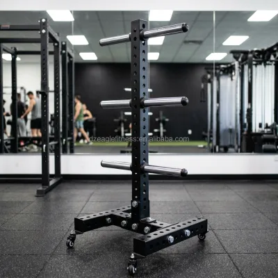 Rolling Weight Plate Storage Rack Vertical Plate Tree With Transport Wheels Easy Moving Gym Weight Holder