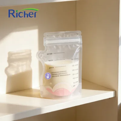 Thick BPA Free Milk Storage Pouch for Breast Milk With Double Zipper Seal