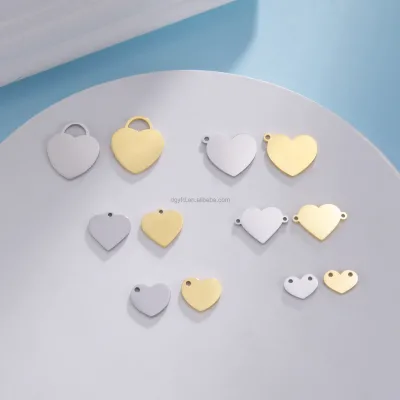 Stainless Steel Heart Charm Side Hole Charm for DIY Necklace Pendants Bracelet Charm Love Pendant Custom Heart Jewelry Charm Tag