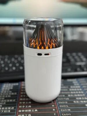 H2o fireplace humidifier tabletop warm cool mist personal air humidifier volcanic humidifier for bedroom