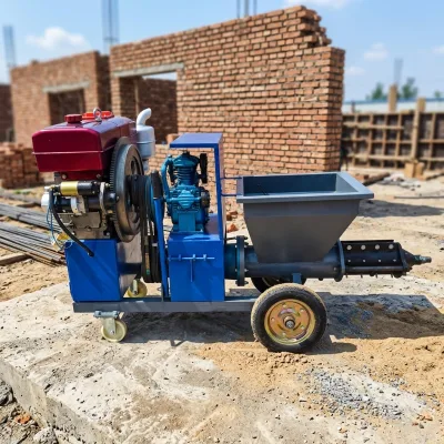 12P Electric-start Diesel-powered Mortar Sprayer Is Suitable for Small Home Construction Sites and Indoor Spraying Applications