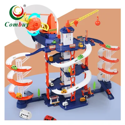 Multiple Track Assembly Game City Lot Building Parking Set Car Toy