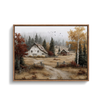 Rustic Forest Pictures Retro Vintage Wilderness Wall Art Paintings Framed Pictures Farmhouse Wall Art Rustic Landscape Painting