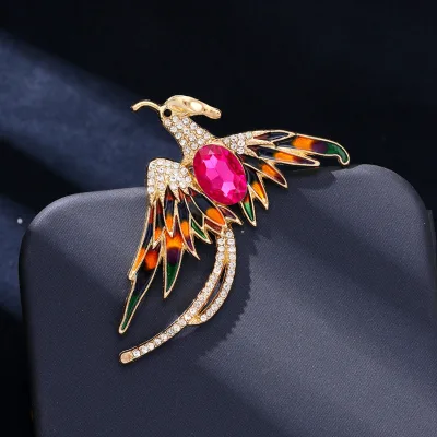 Phoenix Crystal Resurrection Eco-Friendly Luxury Brooch Pin Headwear for Women Premium Embroidered Anti-Glare Headpiece for Gift