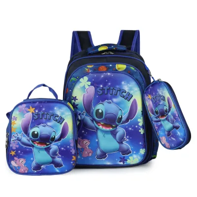 HY High Quality Three-Piece 16\" Pull Rod Schoolbag Children 3D Hard Shell Students' Backpack Nylon Custom Logo