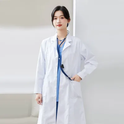 Women's Medical Lab Coat for Hospital Workwear with Custom Logo-Nursing Uniform Clean Room Lab Coat Lab Coat White Fashion