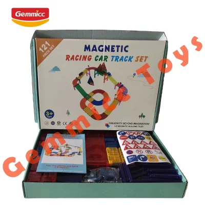 Gemmicc Kids Stem Educational Diy Construction Blocks Toy Play Set Race Track Toy Magnetic Track Car Steam