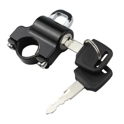 Motorcycle Universal Helmet Lock Handlebar 22-26mm  Anti-Theft Helmet Security Lock Motorbike Black with 2 Keys Set