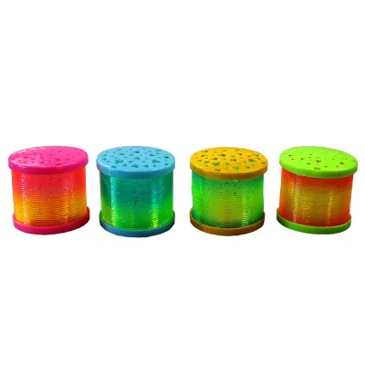 Educational Toy for Kids Spring LED Colorful Rainbow Circle Plastic Coil Elastic Ring Projectable