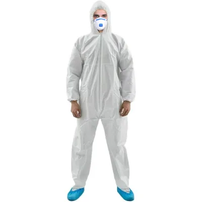 Lightweight Comfort Fabric Superior Liquid and Dust Protection Microporous Disposable Coverall Type 5/6 Protective Coverall