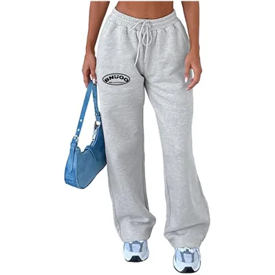 Lounge Fleece Pants with Pockets High Quality Drawstring High Waisted Straight Leg Sweatpants