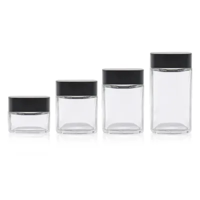 Wholesale Childproof Uv Black Dark Smell Proof Glass Jar Violet Stash Jar for Cosmetics Packaging Air Tight Glass Jar
