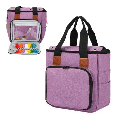 Eco-Friendly Sewing Storage Organizer Durable Oxford Crochet Bag for Knitting Yarn Craft Project Fiber Needle Storage Bag