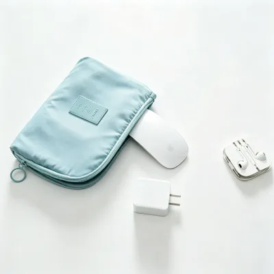 Digital Organizer Travel-Friendly Foldable Polyester Storage Bag Multi-Functional Case for Power Cords Data Cables Chargers