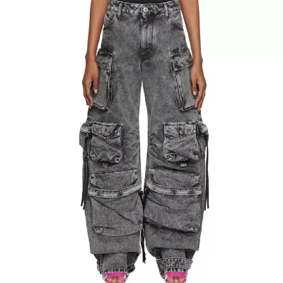 Custom Women Jeans Trends Denim Cotton Twill Casual High Waist Women Cargo Pants Y2k New Girls Student Jeans Streetwear Vintage
