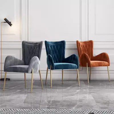 French Style Leather Dining Chair Soft Backrest Stainless Steel Legs Modern Design Fanaosi Brand for Home Hotel Events Banquets