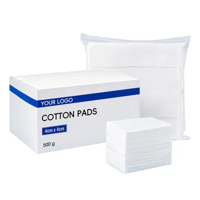 Medical Absorbent Cotton Pads, 100% Pure Bleached Cotton Disposable Cotton Pads Cotton Squares for Skin Cleansing Wound Care