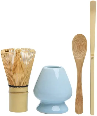 2024 Japanese Matcha Tea Set Matcha Whisk Set Bamboo Matcha Tea Set of 4, Matcha Whisk (Chasen), Traditional Scoop (Chashaku)