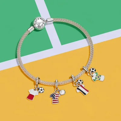Hot Sale 925 Sterling Silver International Football Jersey Pendant Suitable for Women DIY Bracelet Pendant