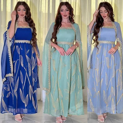 Middle East Islamic Muslim Women Dress Arab Moroccan Oman Fashion Embroidered Party Dress Muslim Dress for Women