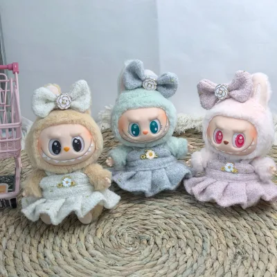 Fashion Luxury Style 17cm Cute Cartoon Toy C Dress Clothes Included Labubu Bow