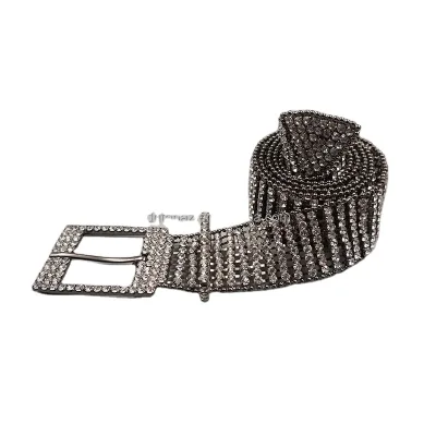 Women Fashion Belt With Rhinestone Ladies Waist Chain Cool Elastic Sash for Jeans