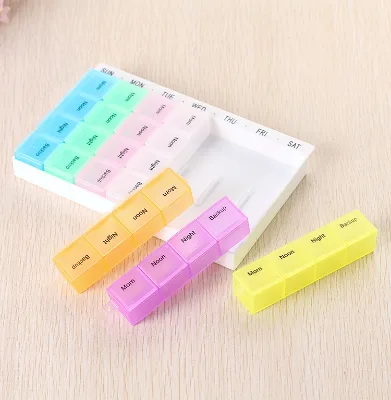 Custom Printed Detachable Travel AM PM Pocket Pill Organizer 7 Day 4 Times Medicine Portable Plastic Household Medical Device