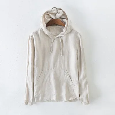 100% Hemp Hoodie Custom Printed High Quality Loose Blank Oversized Men Pullover Hoodies Lightweight Sweatshirt