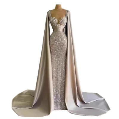 High-End Evening Dress 2025 New Style Queen-Like Long Slim-Fit for Annual Meeting and Runway Show