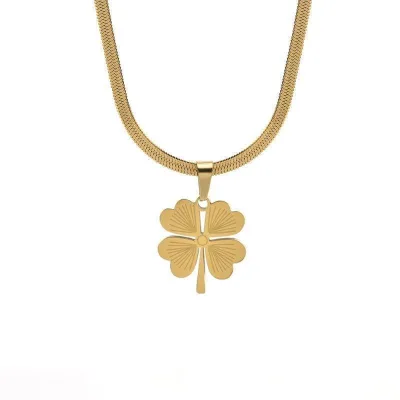 2023 Four Leaf Necklace Fashion Network Red Titanium Steel Temperament