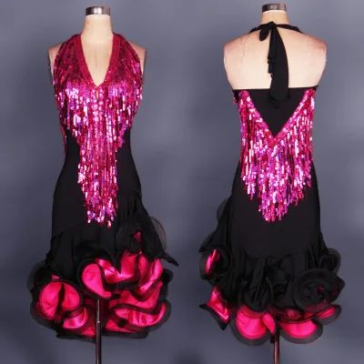 OCTL034 Sequined Sexy Dangri Latin Hot Dance Costume Dress