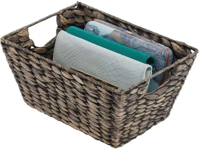 Three Hamper Sorter Tiny Woven Basket With Handle Toilet Paper Storage 3-Tier Seagrass Collapsible Fabric Lid African Baskets