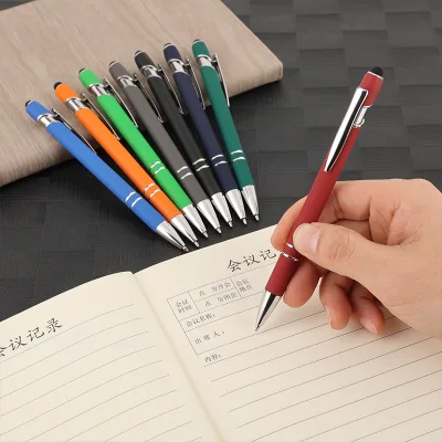 Wholesale Manufacturer-supplied Capacitive Touchscreen Color Click Ballpoint Pen 1.0mm Black Ink Aluminum Barrel Spray-coated
