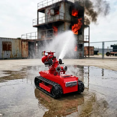 Tracked Firefighting Robot Supporting Multiple Spraying Methods Such Direct Current Mist Spray Pattern Easy Operation Q235
