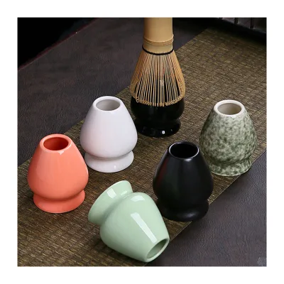 Japanese Design Eco-Friendly High Quality Ceramic Round Matcha Whisk Pottery Holder Chasen Base Stand