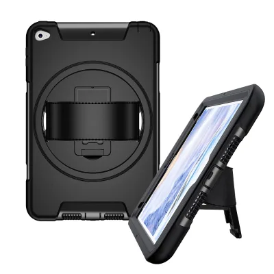 Hybrid Rugged Silicon Cover for iPad Mini 4 & 5 Shockproof Tablet Case Hand Strap Kickstand Protective Skin Cover 2-in-1 Hybrid