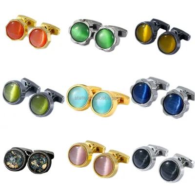 Crystal Cufflinks for Business Banquet Wedding Host Men and Women French Shirts Cuff Buttons Flower Cuff Links Men's Jewelry