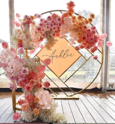 Cute Outdoor Wedding Metal Wedding Backdrop Round Metal Arch Decoration