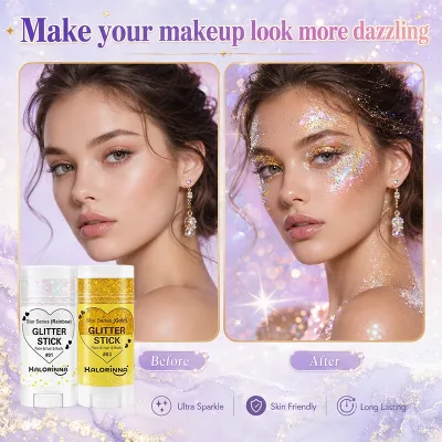 HALORINNA Body Glitter Stick 16g Vibrant Carnival Styling Lasting Shimmer for Face Hair Body Creative Makeup Creation Wholesale