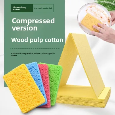 Compressed Wood Pulp Eco-Friendly Absorbent Kitchen Cleaning Tablet Rectangle Shape Thick Scrubber Pots Bowls Anti-Ultraviolet